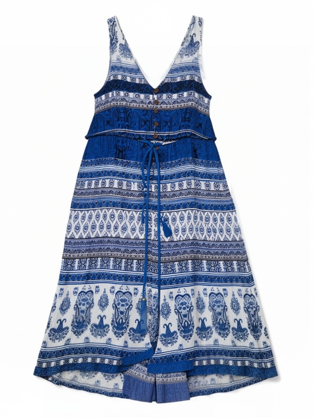 Raga Caravan Blue Patterned Sundress/Beach Cover Midi Length